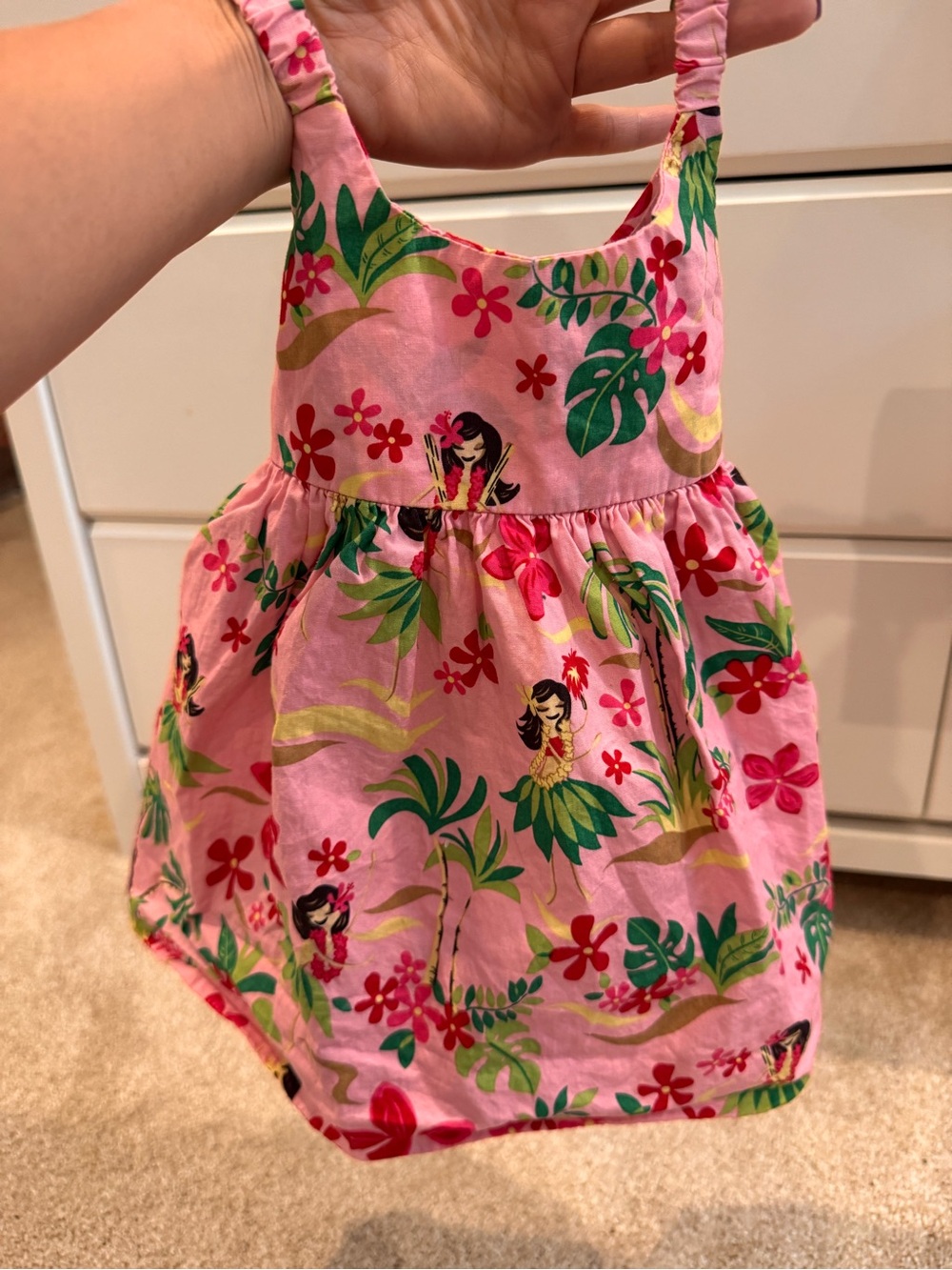 Girls' Pink Tropical Floral Sundress with Hula Print 2t